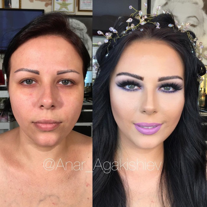 Mujeres antes y después del maquillaje